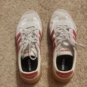 Adidas White and Red Athletic Shoes Size 6y Will Fit 7.5 W